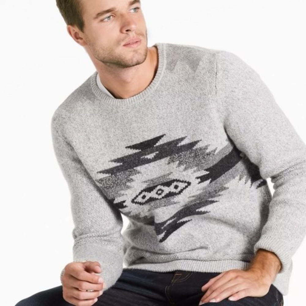 Pendleton x Lucky Brand Men's Gray Patterned wool blend crewneck Sweater size L